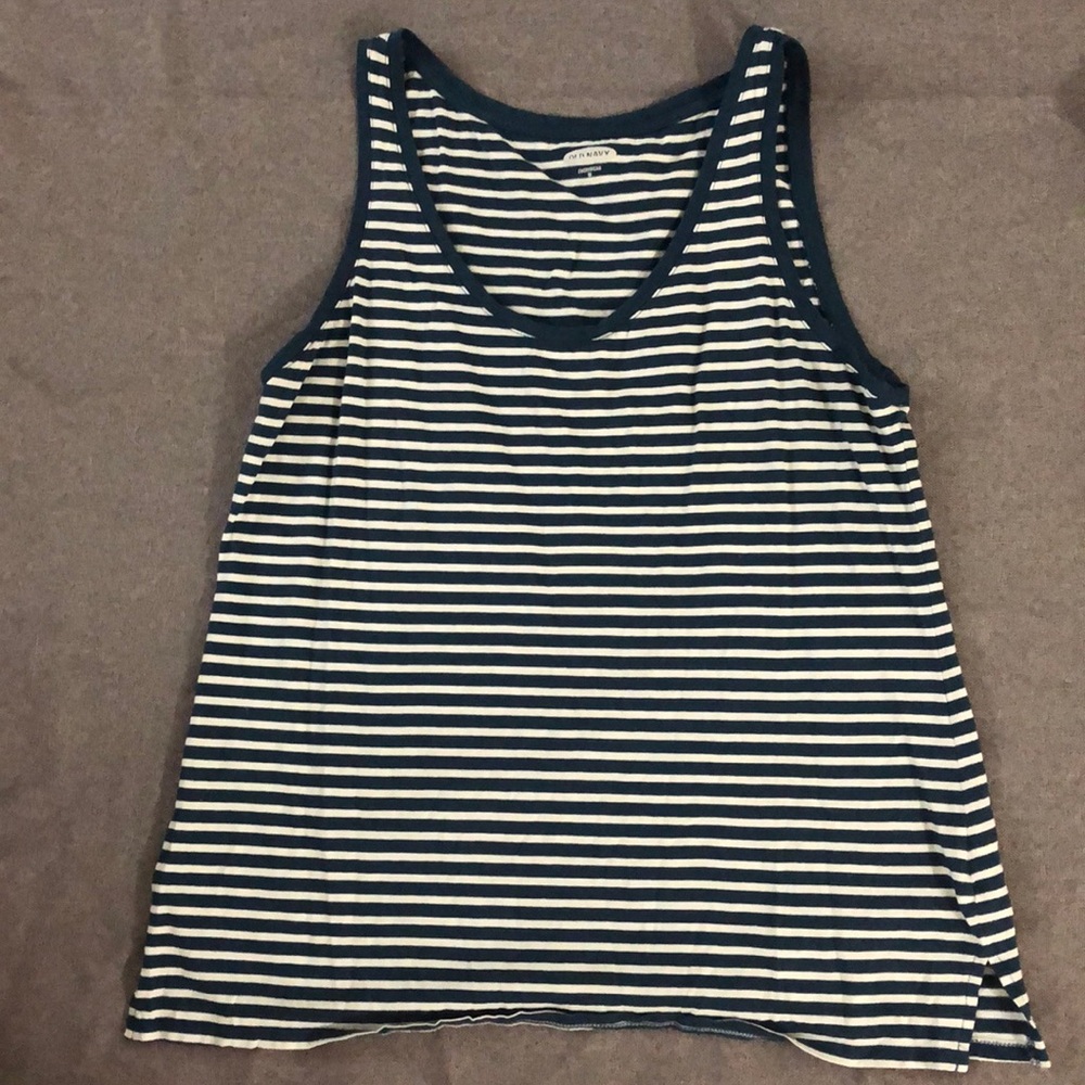 Navy blue and whit striped tank